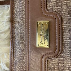 Juicy Couture Brown Monogram Shoulder Bag with Gold Plaque